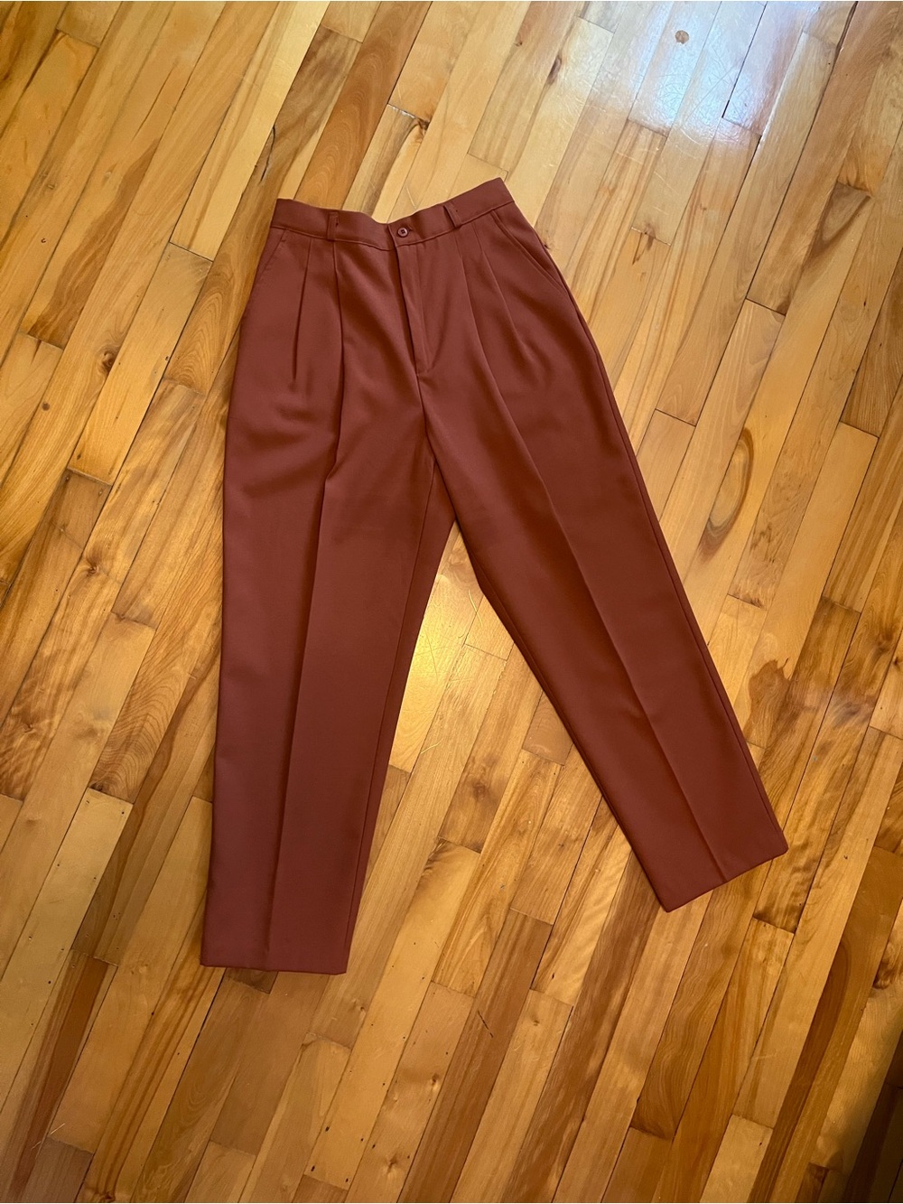 Vintage 40s/50s Gaberdine style, Dapper Pleat Front Pants in Burnt Orange